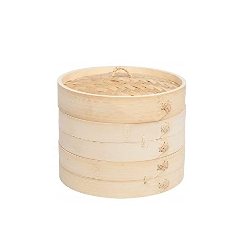 Handmade Bamboo Steamer Basket - 2 Tier Multi-use Dumpling Food Steamer