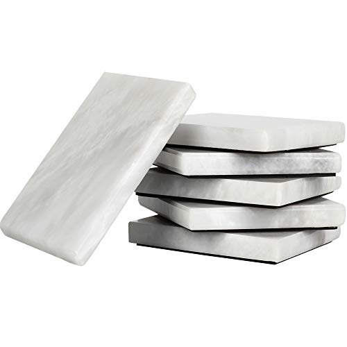 Handmade White Marble Coasters for Drinks - Set of 6