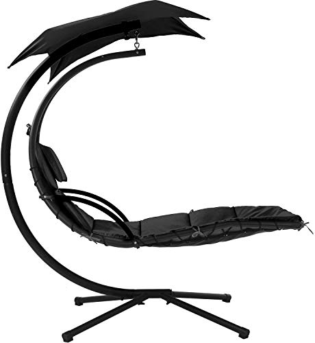 Hanging Chaise Lounger Chair with Adjustable Umbrella