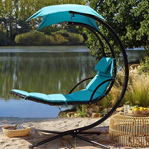 Hanging Chaise Lounger Chair with Canopy