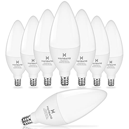 Hansang E12 Chandelier LED Bulbs, 5W Natural White, 4000K, Non-Dimmable, 8 Pack