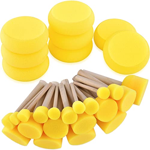 Hapeper 28 Piece Round Sponge Brush for Painting and Crafts