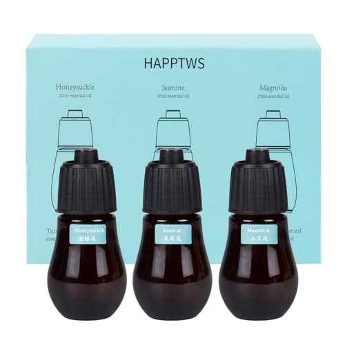 HAPPTWS Waterless Essential Oil Set - Honeysuckle, Jasmine, Magnolia Scent
