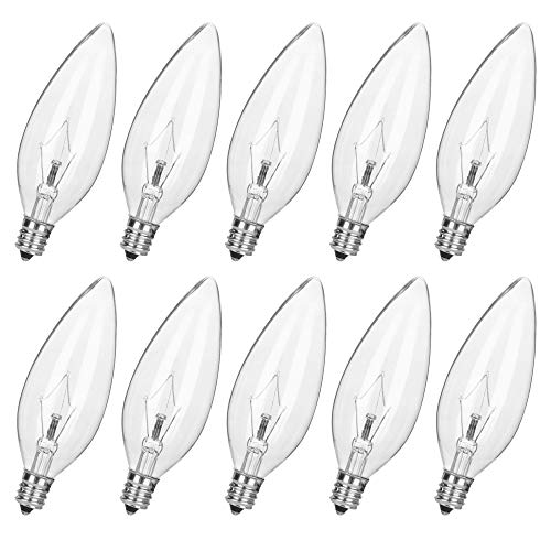 haraqi 10 Pack 40W 120V E12 Base B10 CTC Incandescent Clear Dimmable Light Bulbs