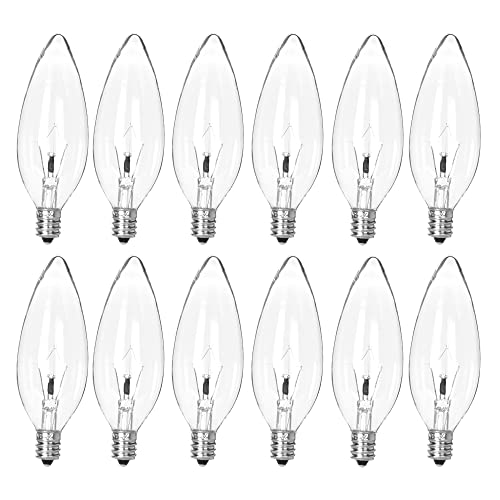haraqi 12 Pack E12 Base 25W Candelabra Incandescent Clear Dimmable Light Bulbs