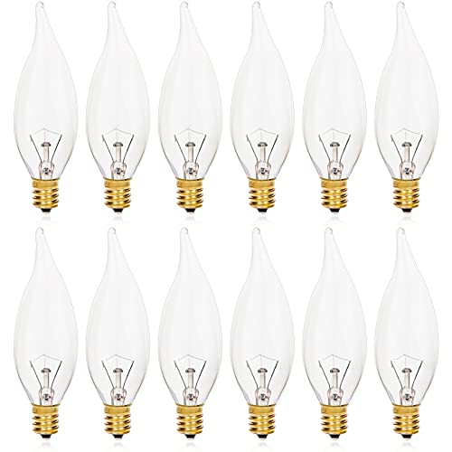 Haraqi Candelabra Flame Tip Clear Incandescent Dimmable Light Bulbs