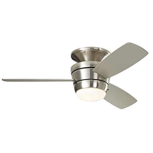 Nickel Flush Mount Ceiling Fan with Light Kit and Remote