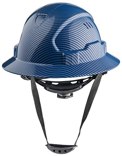 Ridgerock Carbon Fiber Vented Full Brim Safety Helmet - Blue Graphite