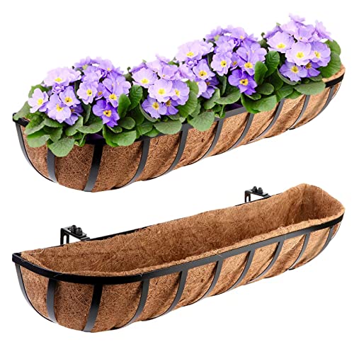 Harmiden 30" Outdoor Railing Planter with Coco Liner 2-Pack