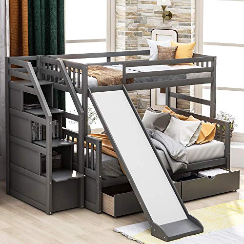 Harper & Bright Designs Bunk Bed with Stairs and Slide