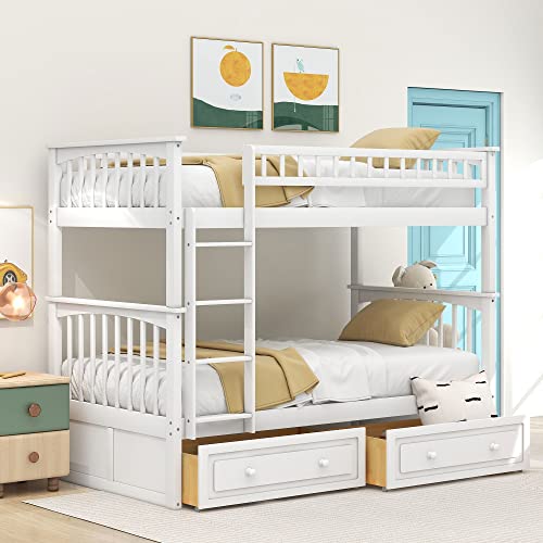 Harper & Bright Designs Twin Over Twin Wood Bunk Bed