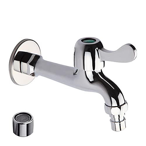HARPOON Faucet Wall Mounted Washing Machine Taps Balcony Mop Sink Faucet Brass Single Handle Cold Garden G 1/2'' Inch Connection, Chrome