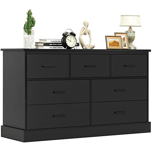 Hasuit Black Dresser with 7 Drawers