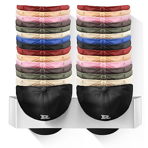 Cinati White Wall-Mounted Baseball Cap Hat Rack - Holds Up To 30 Caps