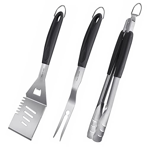 Alpha Grillers Grill Set Heavy Duty BBQ Accessories - BBQ Gifts Tool Set  4pc Grill Accessories with Spatula, Fork, Brush & BBQ Tongs - Grilling  Cooking Gifts for Men Dad Durable, Stainless Steel Grill Tool Set 