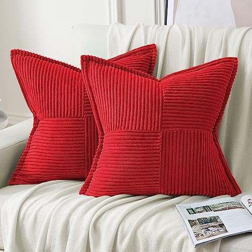 HAUSSY Red Throw Pillow Covers 18x18 Inch Set of 2