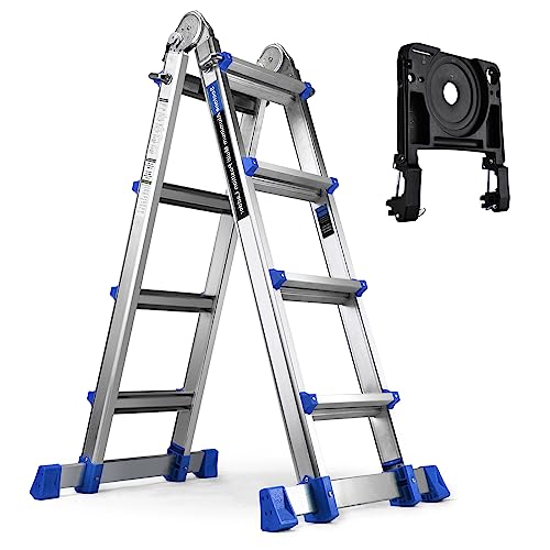 HBTower 17 Ft Multi-Position Telescoping Ladder with Tool Tray