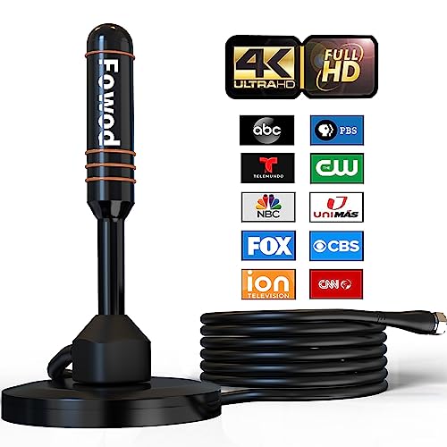 HD Digital TV Antenna Small Indoor Outdoor Antennas Includes Magnetic Base and 360° Reception Support Smart 4K 1080P Fire and All Older TV's HDTV Television for Free Local Channels -10ft Coax Cable