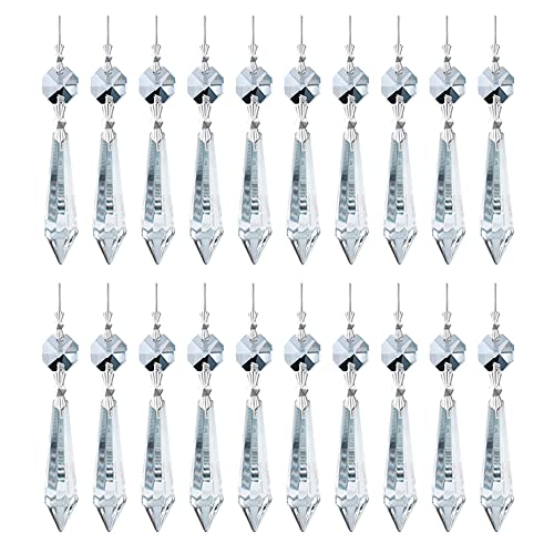 H&D HYALINE & DORA 20PCS 55mm Clear Chandelier Icicle Crystal Prisms Lamp Decoration