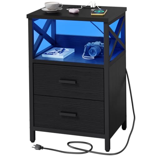 HDDDZSW LED Nightstand with Charging Station