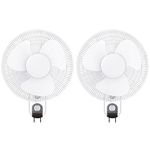 HealSmart Wall Mount Fans 16 Inch, 2 Pack - Keep Cool and Save Space