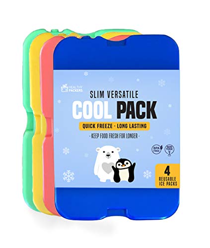 Healthy Packers Lunch Box Ice Packs - Slim & Long-Lasting Coolers (Set of 4)