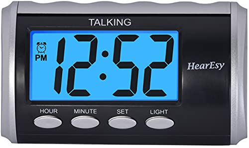 HearEsy Talking Alarm Clock for Seniors - Large Display, Battery Operated