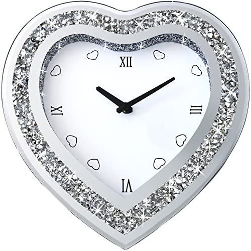 Heart-Shaped Mirror Glass Wall Clock