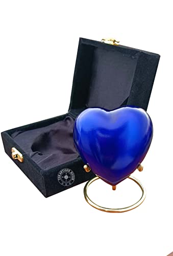 Heart Urn for Ashes Keepsake with Black Box and Brass Stand