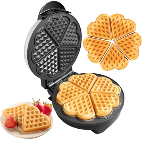 Heart Waffle Maker - Non-Stick Baker for Easy Cleanup