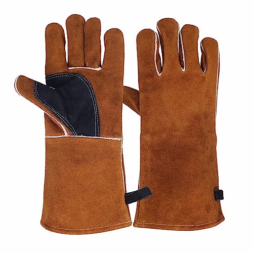 Heat Resistant Leather Fireplace Gloves