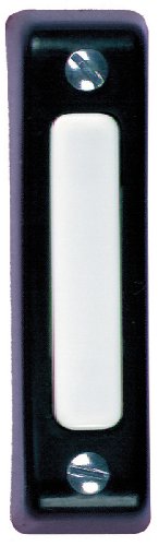Heath Zenith SL-900-02 Wired Door Chime Push Button, Black with White Center Bar