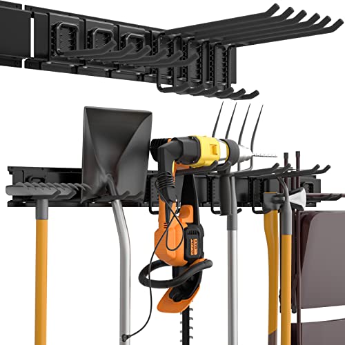 Ultrawall 13 PCS Tool Storage Rack, 64 Inches Adjustable Garage  Organization Wall Mounted Storage System with 9 Hooks, Heavy Duty Steel  Garden Tool