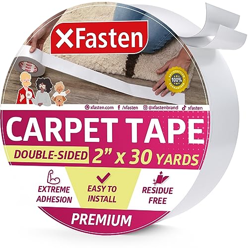 The Good Stuff Carpet Tape Double Sided [2 Inch x 25 Yards] Secures Area  Rugs to Carpets and Hardwood Floors Without Leaving Residue, Easily Tears  to