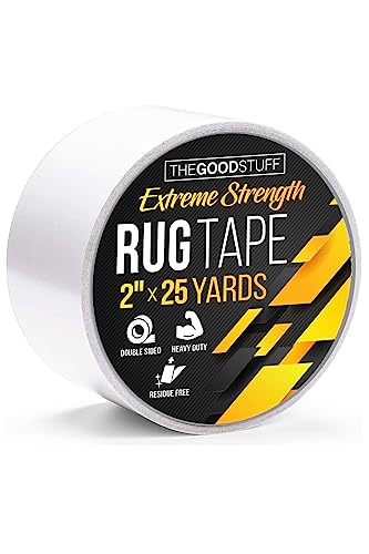 YYXLIFE Double Sided Carpet Tape for Area Rugs Carpet Adhesive Rug Gripper  Removable Multi-Purpose Rug Tape Cloth for Hardwood Floors,Outdoor Rugs, Carpets Heavy Duty Sticky Tape,2Inch x 10 Yards,White 