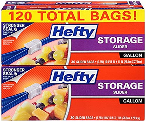 Hefty Slider Jumbo Storage Bags, 2.5 Gallon Size, 12 Count (Pack of 9), 108  Total