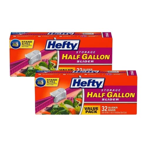 Hefty Slider Storage Bags, Half Gallon Size (32 Count (Pack of 2))