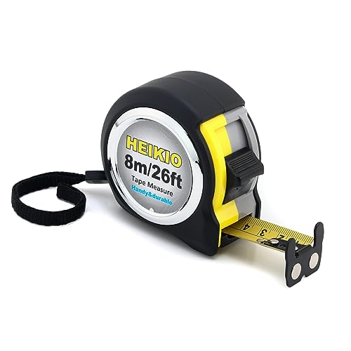 HEIKIO 26ft Tape Measure with Double-Sided Scale and Magnetic Hook