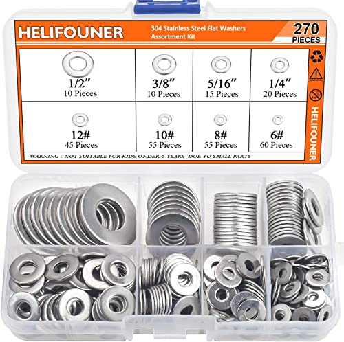 HELIFOUNER Stainless Steel Flat Washers Assortment Kit