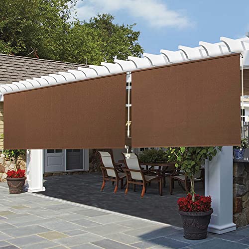 Cordless 6'W x 6'H Brown Outdoor Roller Shade by HENG FENG