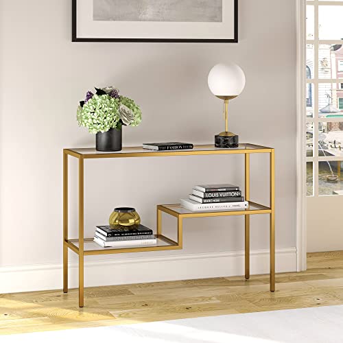 Henn&Hart Brass Console Table for Living Room and Hallway