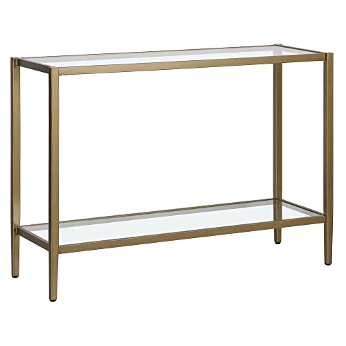 Henn&Hart 42" Wide Rectangular Console Table with Glass Shelf