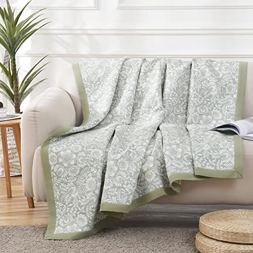Herside Cotton Quilt Twin Grey Floral Bedspread