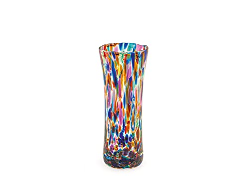 H&h Venetian Flared Glass Vase, 18 cm, Made in Italy