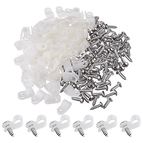 Hicarer 1/4" R-type Clip Cable Fastener with Screws for Wire Management