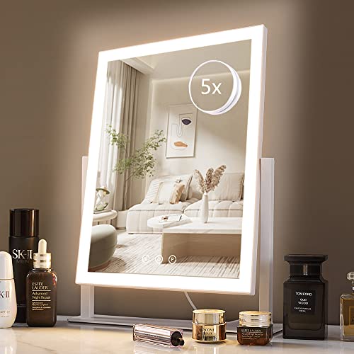 HIEEY Lighted Makeup Mirror with Three Color Lighting Modes