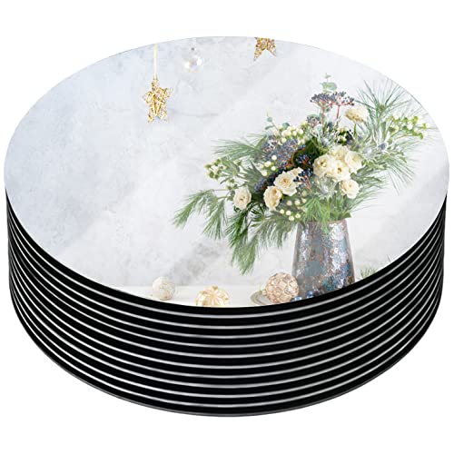 HIFOGANG Round Mirror Plates, Glass Flat Mirrors - Perfect for Table Centerpieces & Decorations