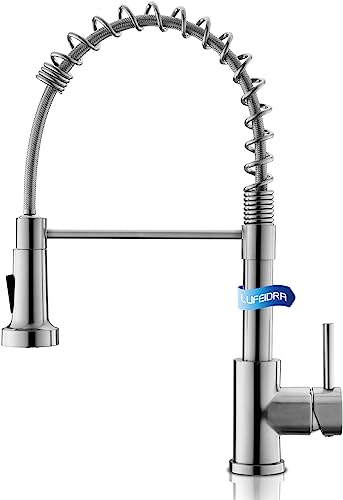 High Arc Brushed Nickel Sink Faucet with Sprayer
