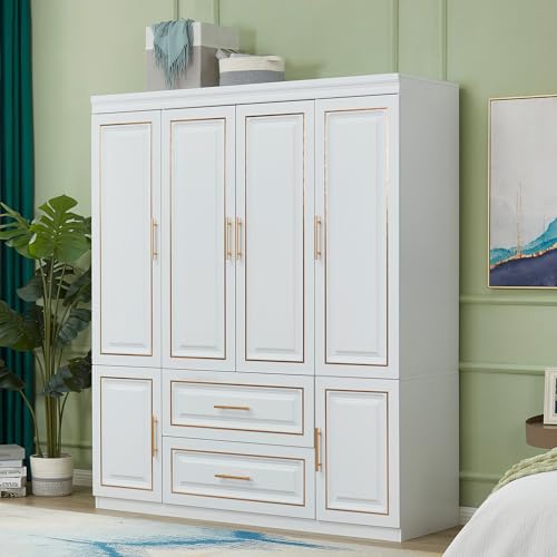 High-Capacity Wooden Wardrobe Closet Cabinet