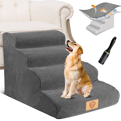 Pet-friendly 4-Tier Foam Stairs for High Couch - Dog Ramp for Older Pets